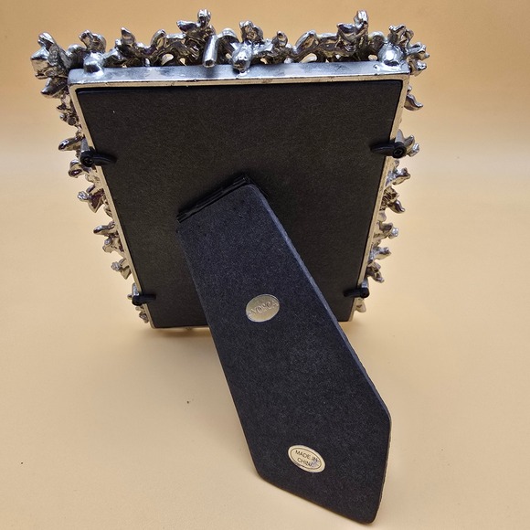 YOSCA Ornate Floral Photo Frame Silver Tone Enamel Pearls Rhinestones Display - Picture 4 of 14